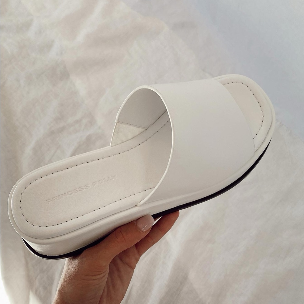 Princess Polly Bayshore White Sandals Slides